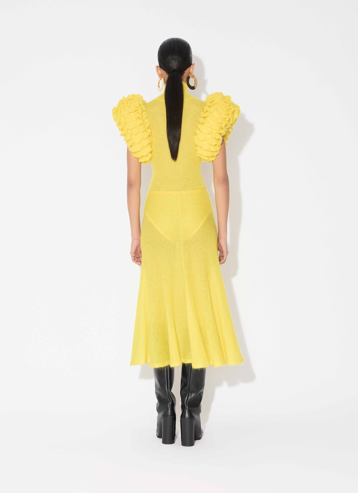 MOHAIR KNIT CIRCLE SKIRT ALAÏA YELLOW MOHAIR KNIT CIRCLE SKIRT